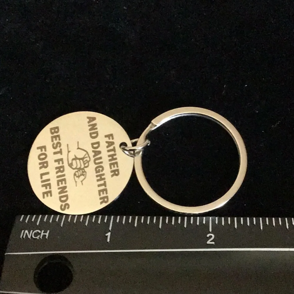 Father And Daughter Best Friends For Life Keychain New Stainless Steel